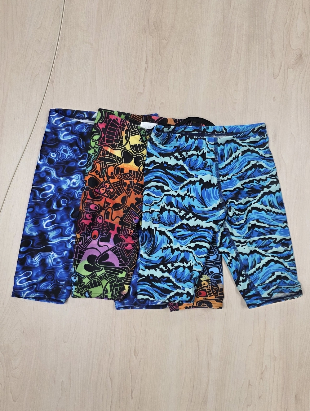Boys' Blue Patterned Swim Trunks - Pack of 3